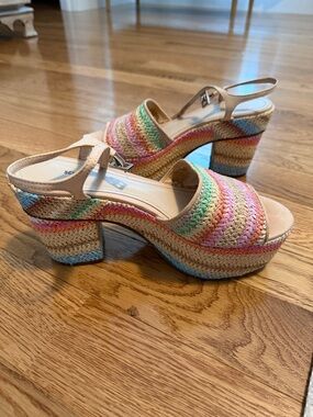 SCHUTZ Pastel Multi Woven Platform Sandals